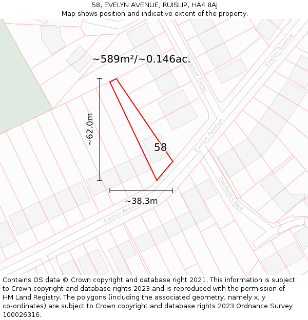 58, EVELYN AVENUE, RUISLIP, HA4 8AJ: Plot and title map