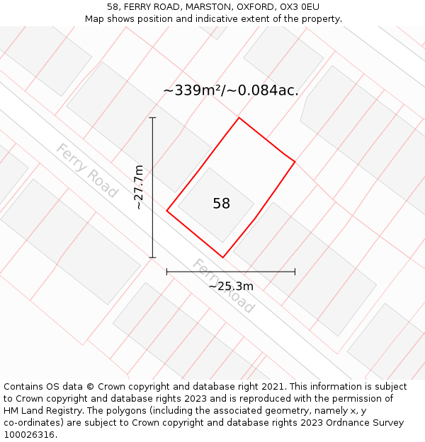 58, FERRY ROAD, MARSTON, OXFORD, OX3 0EU: Plot and title map