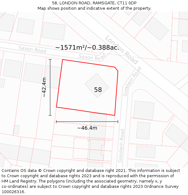 58, LONDON ROAD, RAMSGATE, CT11 0DP: Plot and title map