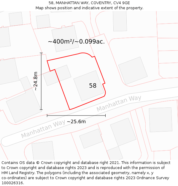 58, MANHATTAN WAY, COVENTRY, CV4 9GE: Plot and title map