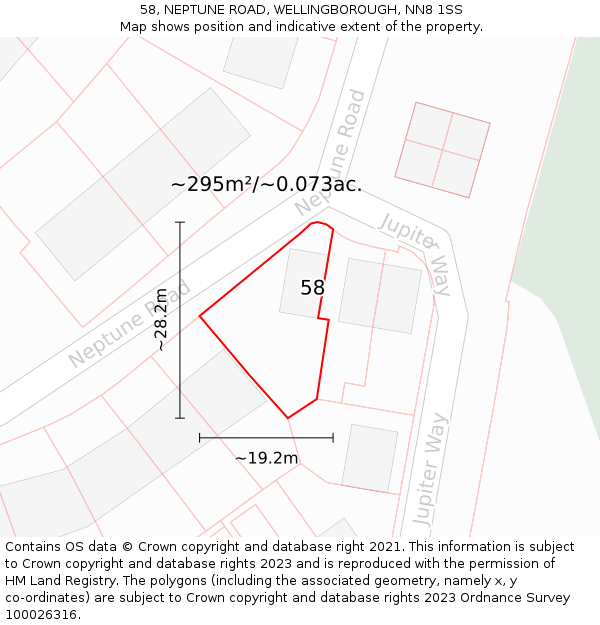 58, NEPTUNE ROAD, WELLINGBOROUGH, NN8 1SS: Plot and title map