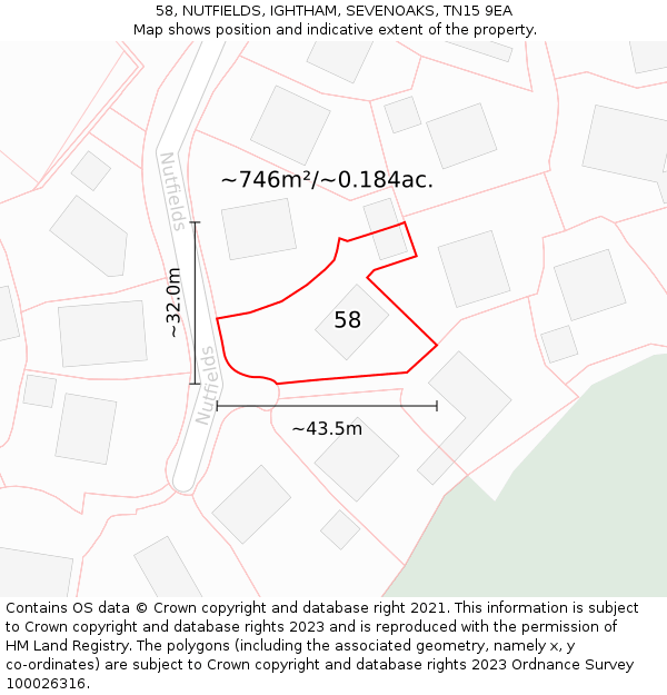 58, NUTFIELDS, IGHTHAM, SEVENOAKS, TN15 9EA: Plot and title map