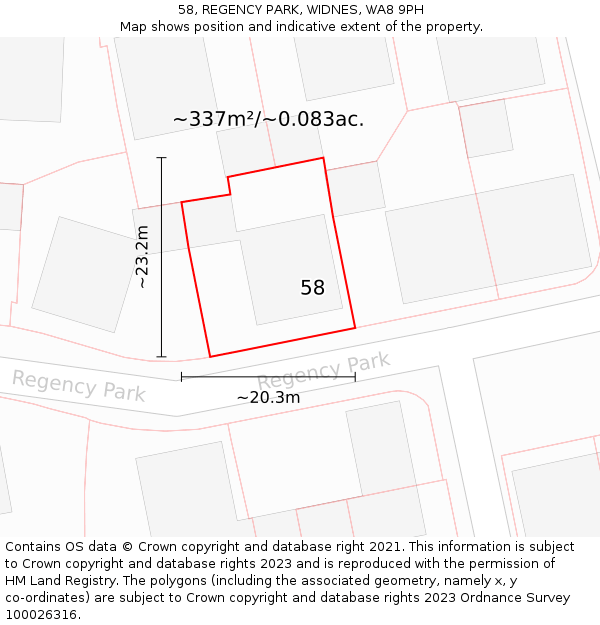 58, REGENCY PARK, WIDNES, WA8 9PH: Plot and title map