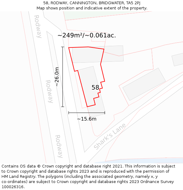 58, RODWAY, CANNINGTON, BRIDGWATER, TA5 2PJ: Plot and title map