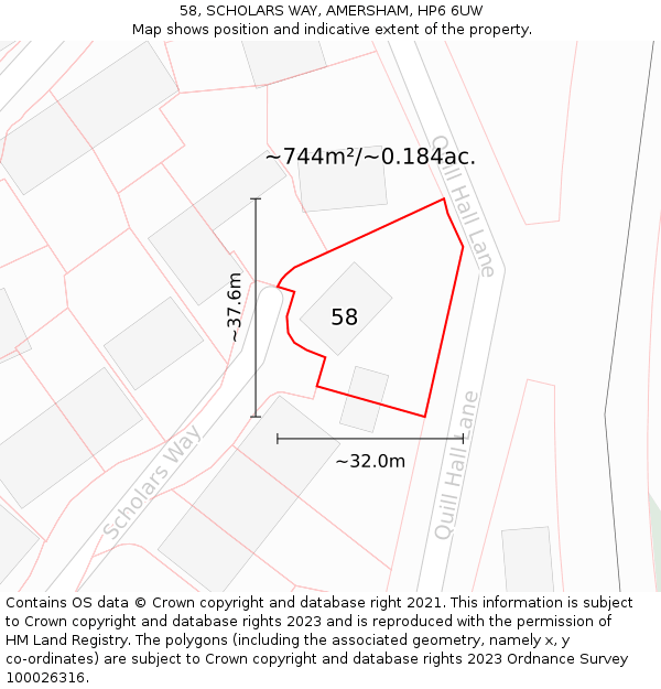 58, SCHOLARS WAY, AMERSHAM, HP6 6UW: Plot and title map