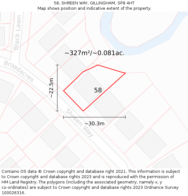 58, SHREEN WAY, GILLINGHAM, SP8 4HT: Plot and title map