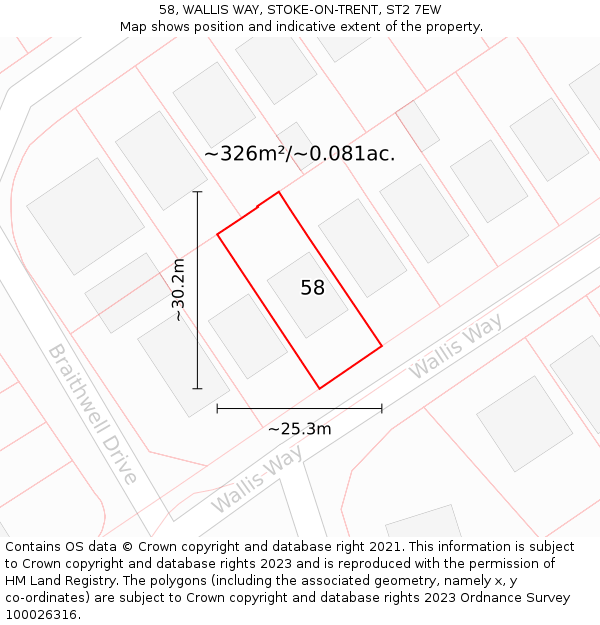 58, WALLIS WAY, STOKE-ON-TRENT, ST2 7EW: Plot and title map