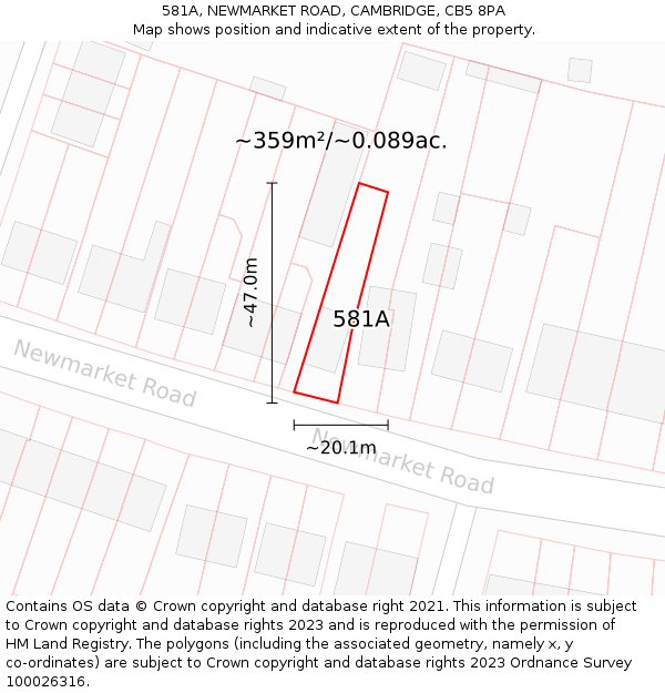 581A, NEWMARKET ROAD, CAMBRIDGE, CB5 8PA: Plot and title map