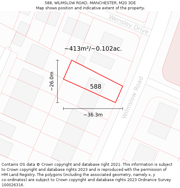 588, WILMSLOW ROAD, MANCHESTER, M20 3DE: Plot and title map