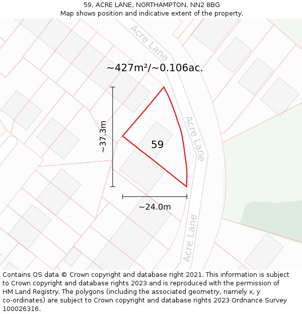 59, ACRE LANE, NORTHAMPTON, NN2 8BG: Plot and title map