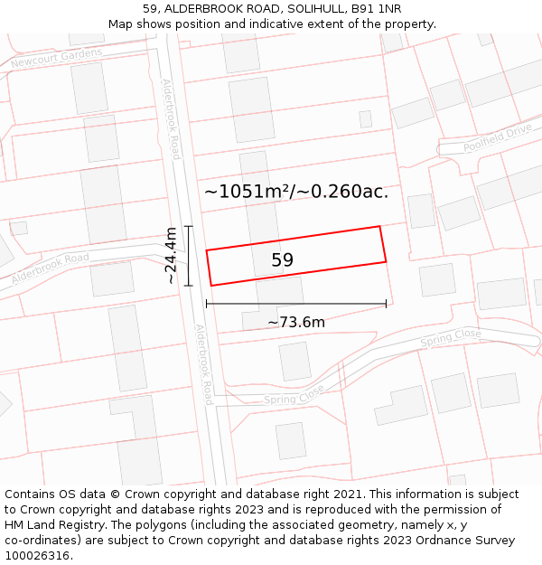 59, ALDERBROOK ROAD, SOLIHULL, B91 1NR: Plot and title map