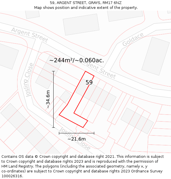 59, ARGENT STREET, GRAYS, RM17 6NZ: Plot and title map