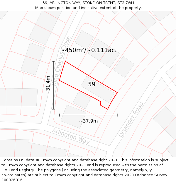 59, ARLINGTON WAY, STOKE-ON-TRENT, ST3 7WH: Plot and title map