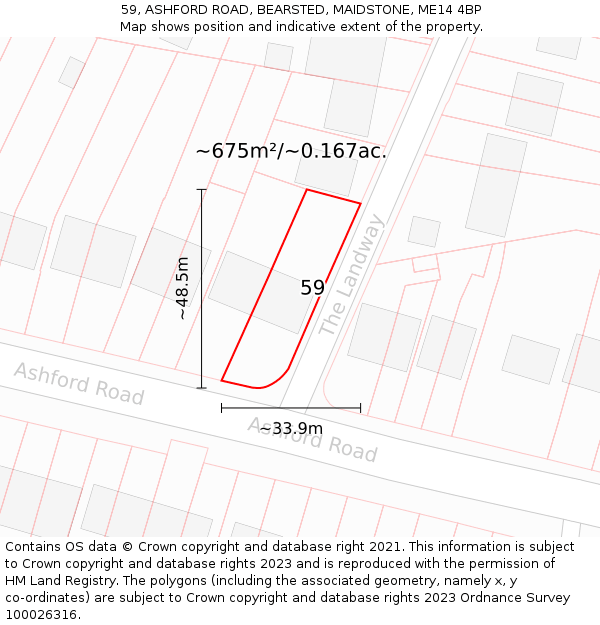 59, ASHFORD ROAD, BEARSTED, MAIDSTONE, ME14 4BP: Plot and title map