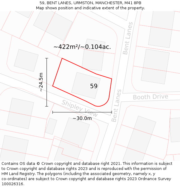 59, BENT LANES, URMSTON, MANCHESTER, M41 8PB: Plot and title map