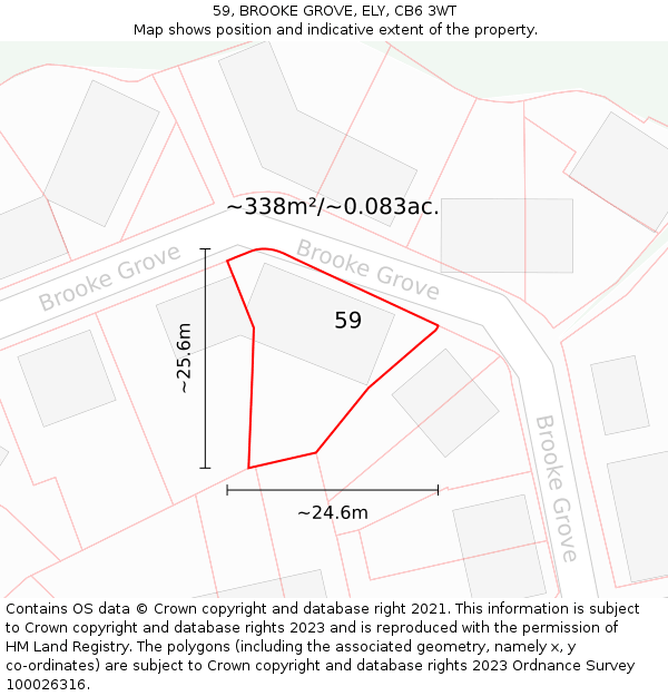 59, BROOKE GROVE, ELY, CB6 3WT: Plot and title map