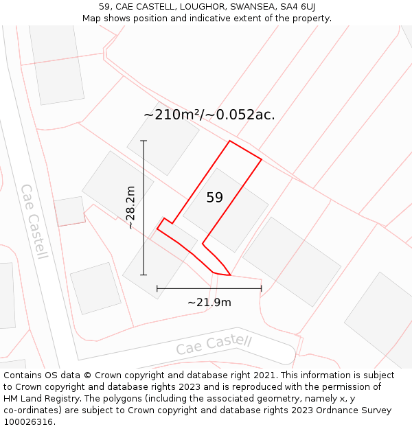 59, CAE CASTELL, LOUGHOR, SWANSEA, SA4 6UJ: Plot and title map