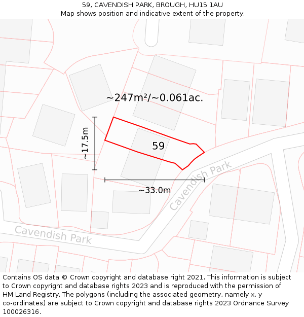 59, CAVENDISH PARK, BROUGH, HU15 1AU: Plot and title map