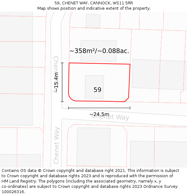 59, CHENET WAY, CANNOCK, WS11 5RR: Plot and title map