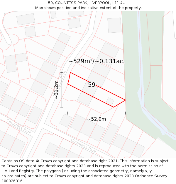 59, COUNTESS PARK, LIVERPOOL, L11 4UH: Plot and title map