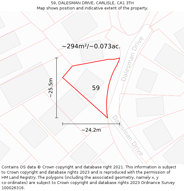 59, DALESMAN DRIVE, CARLISLE, CA1 3TH: Plot and title map
