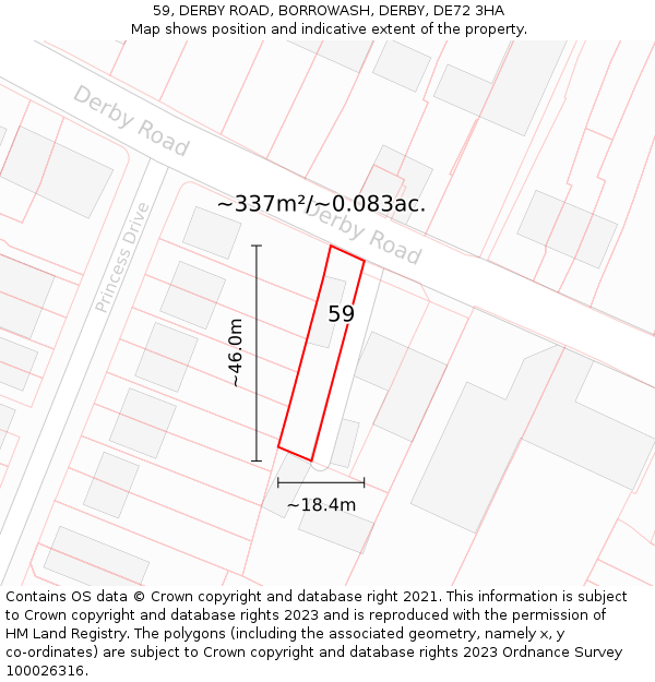 59, DERBY ROAD, BORROWASH, DERBY, DE72 3HA: Plot and title map