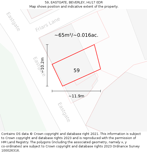 59, EASTGATE, BEVERLEY, HU17 0DR: Plot and title map