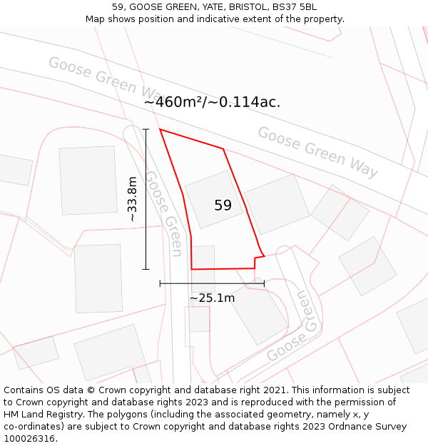 59, GOOSE GREEN, YATE, BRISTOL, BS37 5BL: Plot and title map
