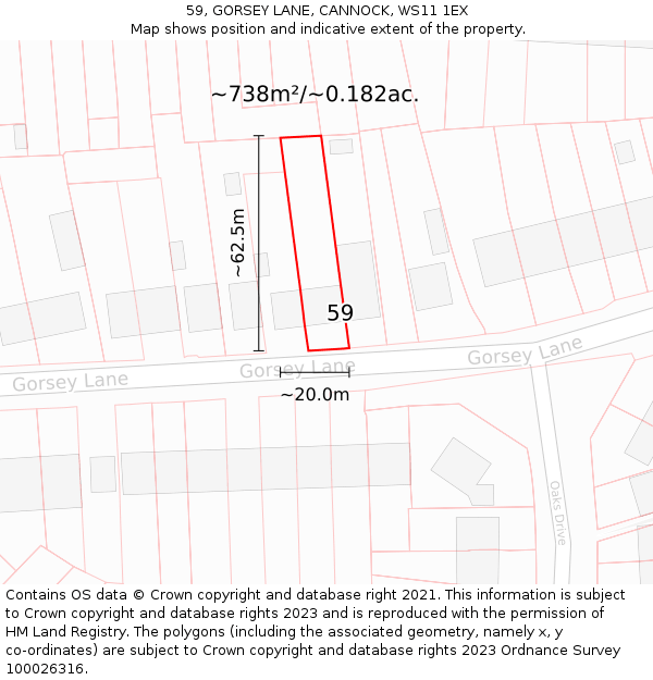 59, GORSEY LANE, CANNOCK, WS11 1EX: Plot and title map