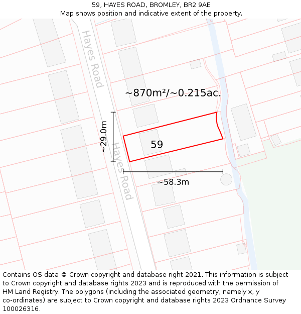 59, HAYES ROAD, BROMLEY, BR2 9AE: Plot and title map