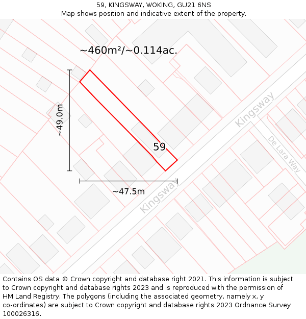 59, KINGSWAY, WOKING, GU21 6NS: Plot and title map