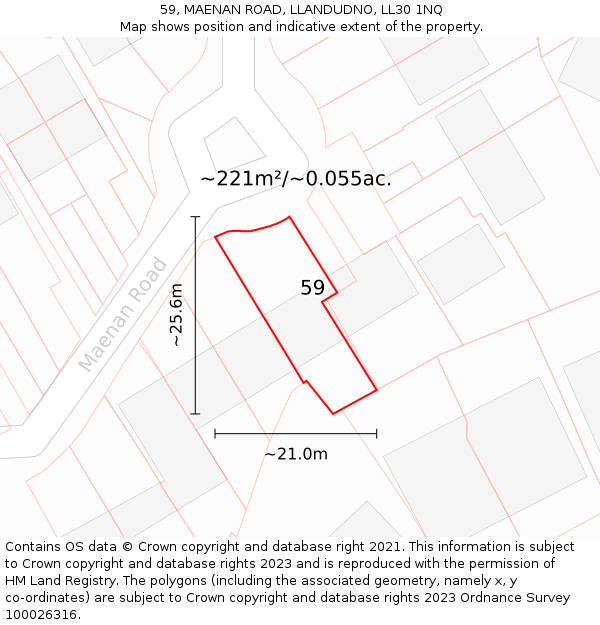 59, MAENAN ROAD, LLANDUDNO, LL30 1NQ: Plot and title map