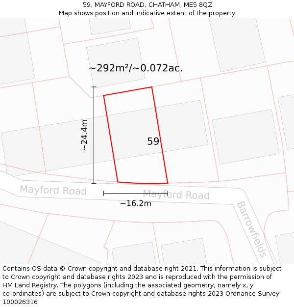 59, MAYFORD ROAD, CHATHAM, ME5 8QZ: Plot and title map