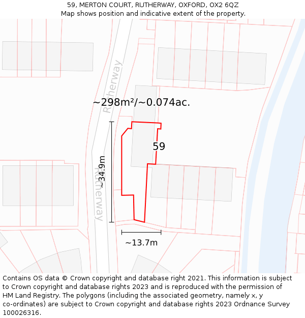 59, MERTON COURT, RUTHERWAY, OXFORD, OX2 6QZ: Plot and title map