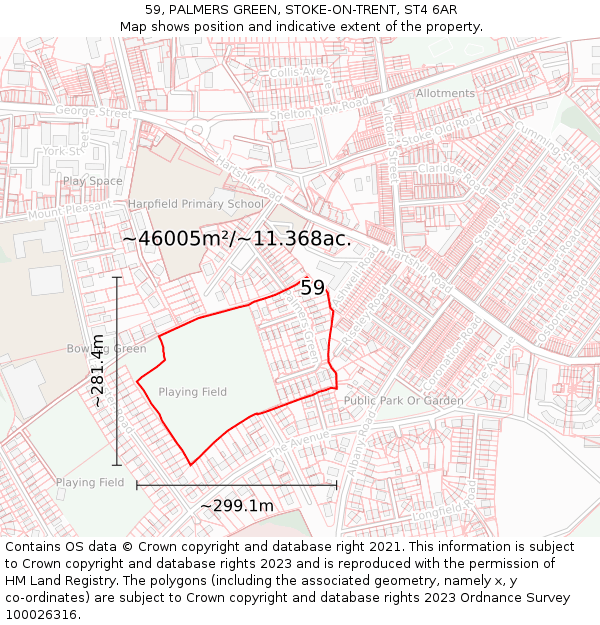 59, PALMERS GREEN, STOKE-ON-TRENT, ST4 6AR: Plot and title map