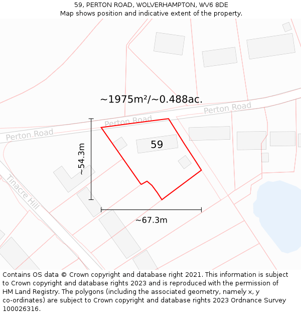 59, PERTON ROAD, WOLVERHAMPTON, WV6 8DE: Plot and title map