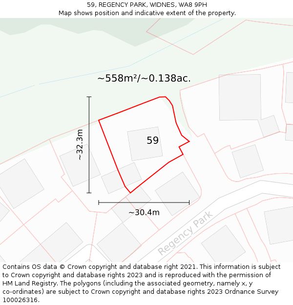 59, REGENCY PARK, WIDNES, WA8 9PH: Plot and title map