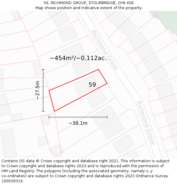 59, RICHMOND GROVE, STOURBRIDGE, DY8 4SE: Plot and title map