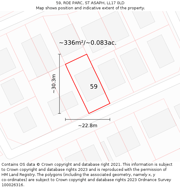 59, ROE PARC, ST ASAPH, LL17 0LD: Plot and title map