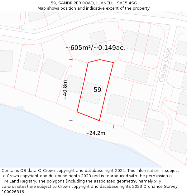 59, SANDPIPER ROAD, LLANELLI, SA15 4SG: Plot and title map