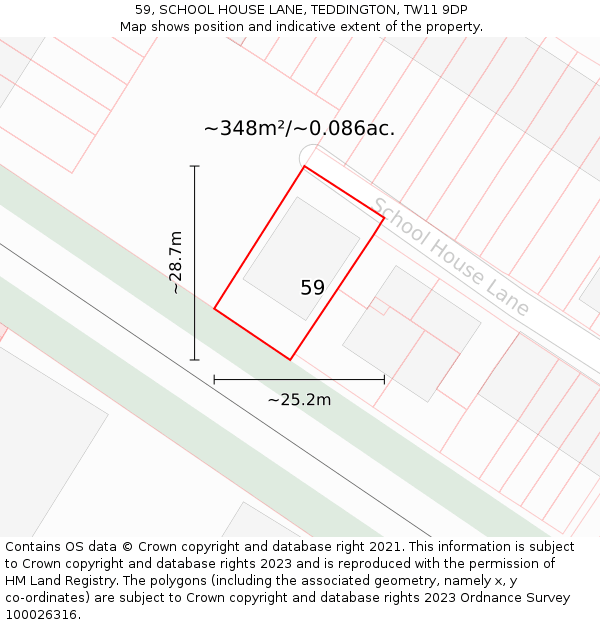 59, SCHOOL HOUSE LANE, TEDDINGTON, TW11 9DP: Plot and title map