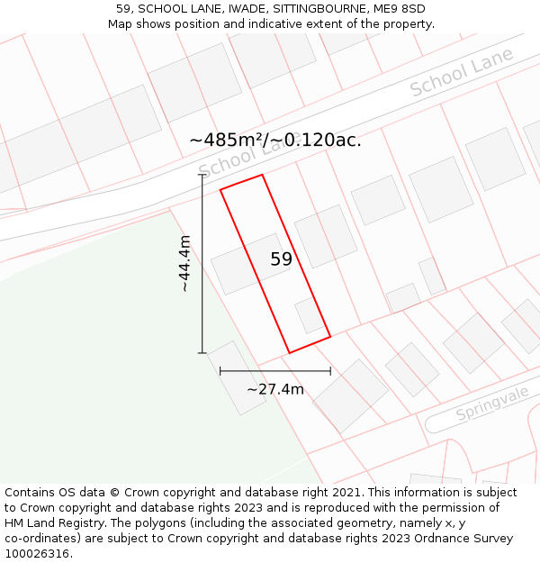 59, SCHOOL LANE, IWADE, SITTINGBOURNE, ME9 8SD: Plot and title map