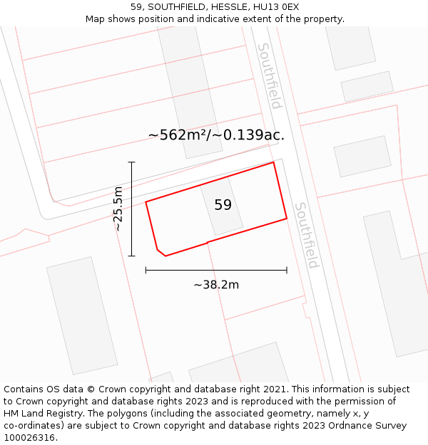 59, SOUTHFIELD, HESSLE, HU13 0EX: Plot and title map