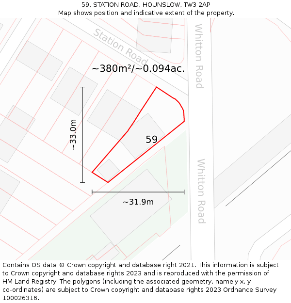 59, STATION ROAD, HOUNSLOW, TW3 2AP: Plot and title map