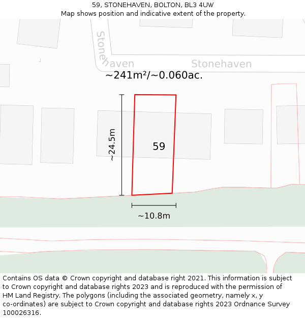 59, STONEHAVEN, BOLTON, BL3 4UW: Plot and title map