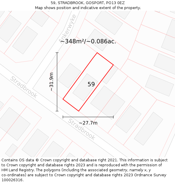 59, STRADBROOK, GOSPORT, PO13 0EZ: Plot and title map