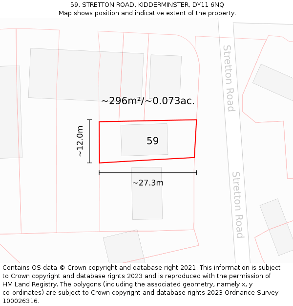 59, STRETTON ROAD, KIDDERMINSTER, DY11 6NQ: Plot and title map