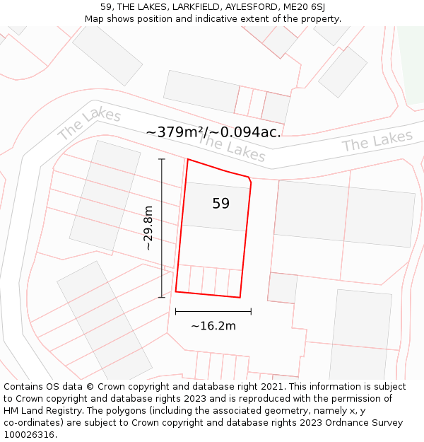 59, THE LAKES, LARKFIELD, AYLESFORD, ME20 6SJ: Plot and title map