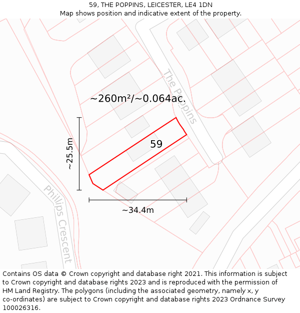 59, THE POPPINS, LEICESTER, LE4 1DN: Plot and title map