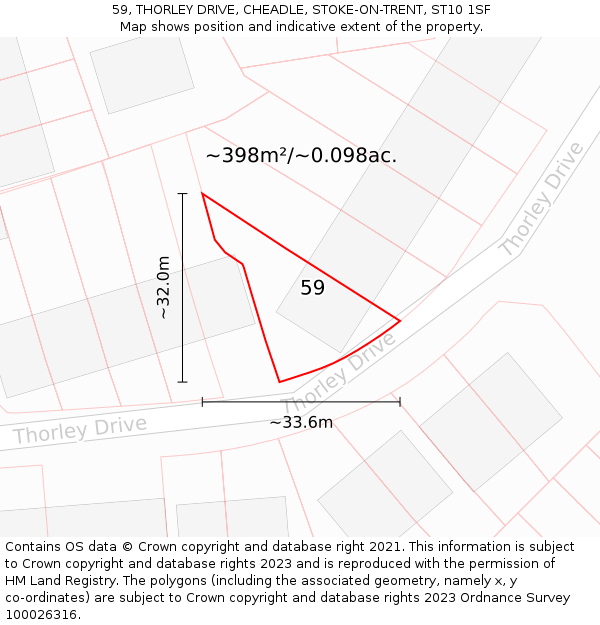 59, THORLEY DRIVE, CHEADLE, STOKE-ON-TRENT, ST10 1SF: Plot and title map